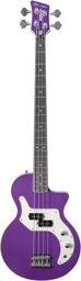 O-Bass Glenn Hughes Purple Violet avec filet en damier noir et blanc sur le corps et la tête