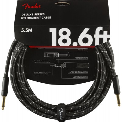 Deluxe Instrument Cable, Straight/Straight, 18.6', Black Tweed