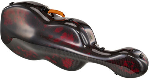 Alpha Carbon Cello Case RD 3D Rouge avec tissu carbone translucide
