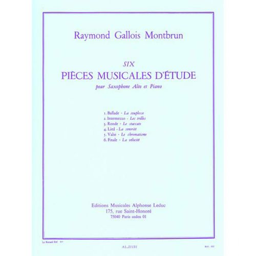 GALLOIS-montbrun Raymond - 6 Pieces Musicales D'etude