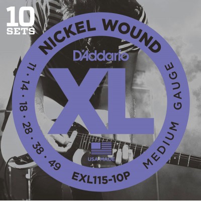 EXL115-10p Nickel Wound Medium Pack de 10
