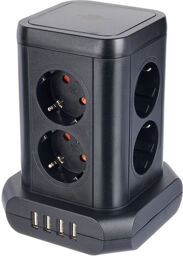 Socket Tower 8-Way Black