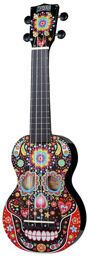 Skull Ukulele Day of the Dead Noir avec graphisme tête de mort