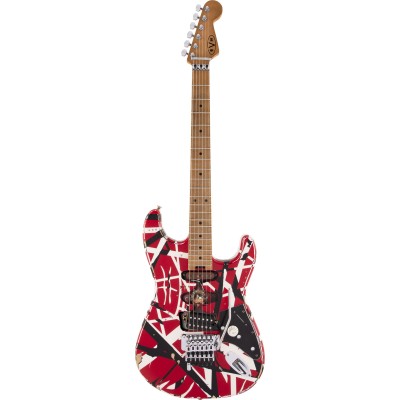 Stratocaster HSS Striped Series MN Red With Black Stripes Relic