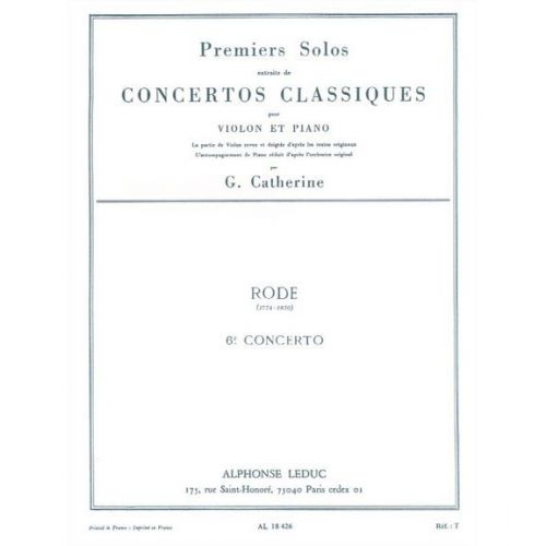 RODE PIERRE - SOLO N°1 DU CONCERTO N°6 (CATHERINE) - VIOLON ET PIANO
