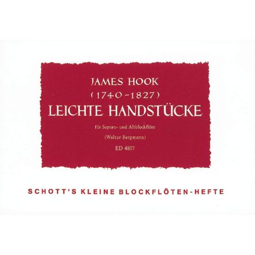 Hook James - Leichte Handstücke - Soprano And Treble Recorder