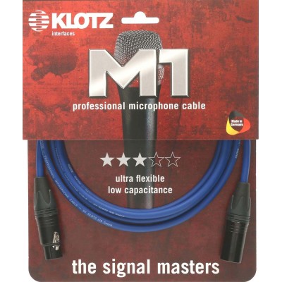 M1 Mic Cable Bleu 5M XLR 3P. Femelle Male Neutrik