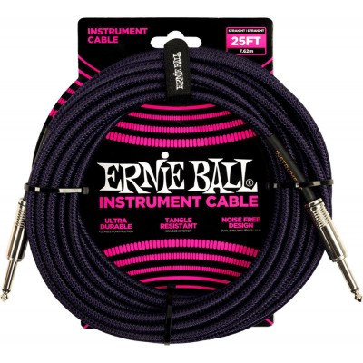Cable Instrument Gaine Tissee Jack/jack 7,62M Noir Et Violet