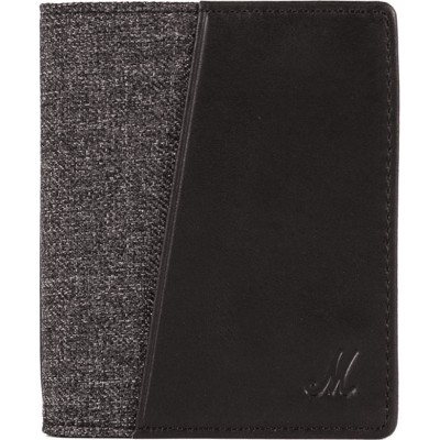 Portefeuille Double Jean Gris et Cuir Noir