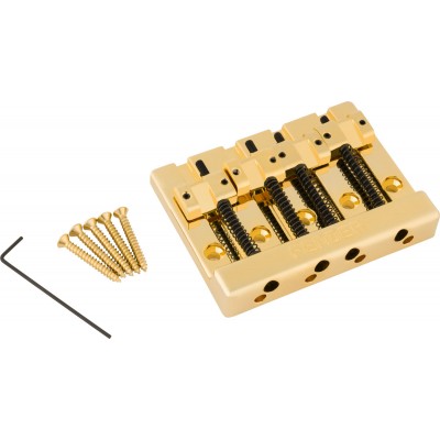 HiMass 4-String Bass Bridge Assembly With Zinc Saddles Gold