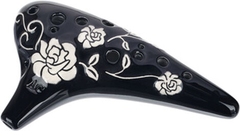 12H Ocarina C3 Roses black Noir brillant glacé avec motif élégant roses