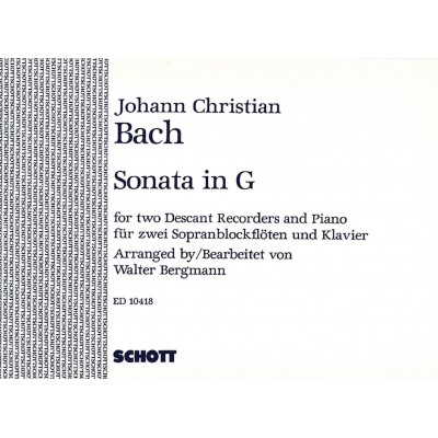 BACH J.C. - SONATA G MAJOR NACH OP.16/2 - 2 DESCANT RECORDERS AND PIANO