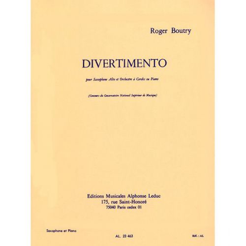 Boutry Roger - Divertimento - Saxophone & Piano