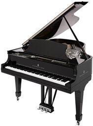 L Grand Piano Noir poli avec garniture chromée