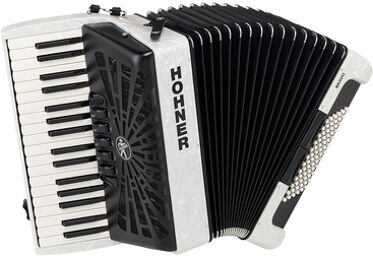 Hohner Bravo III 72 White silent key Blanc