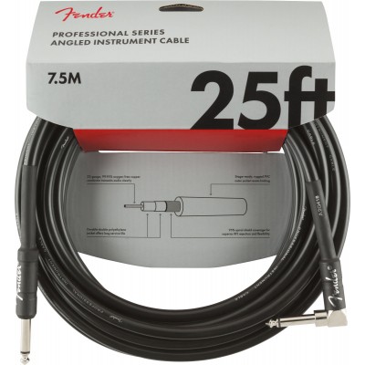 Professional Instrument Cables, Straight/Angle, 25', Black