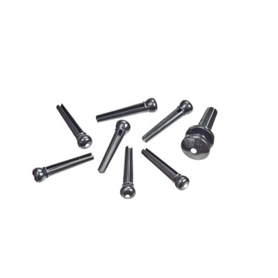 Bridge Pins With End Pin Set Ebony With Ivory Dot