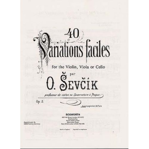 Sevcik - 40 Variations Faciles Op.3 - Accompagnement De Piano