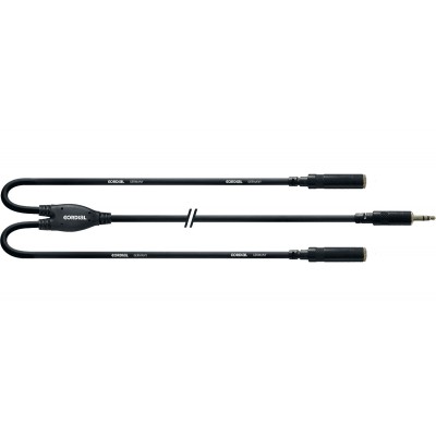 Câble Y Bretelle Minijack Stéréo/2 Minijack Femelles 30 CM