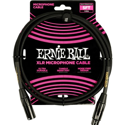 Cbles Microphone Gaine Tissee XLR Mâle/XLR Fem 1,5M Noir