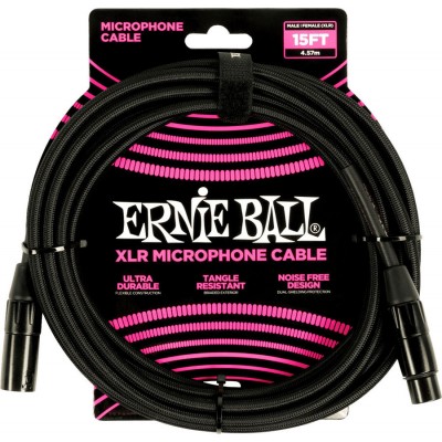 Cbles Microphone Gaine Tissee XLR Mâle/XLR Fem 4,5M Noir