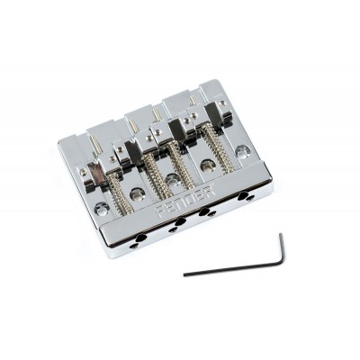 Himass 4-String Bass Bridge Assembly With Brass Saddles, Chrome