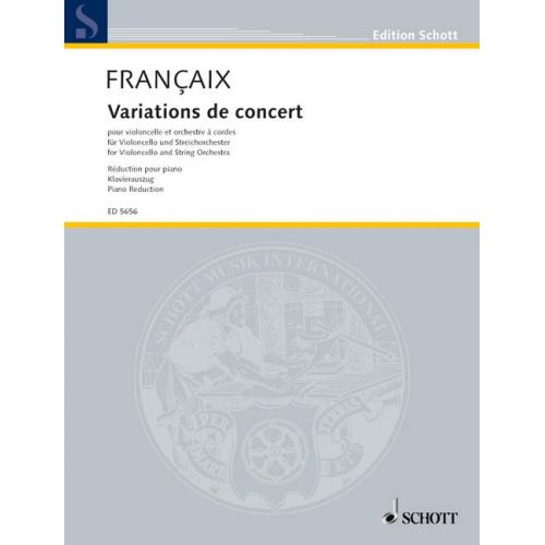 Francaix Jean - Variations De Concert - Cello And String Orchestra
