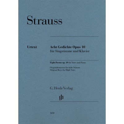 Strauss Richard - Huit Poemes Op.10 - Voix Haute & Piano