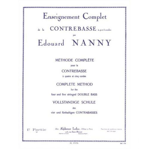 Nanny Edouard - Methode Complete Pour La Contrebasse Vol.1