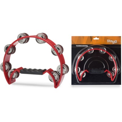 Tambourin 1/2 Lune 16 Cymbalettes Rouge
