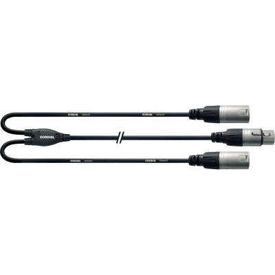 Câble Y Bretelle XLR Femelle/2 XLR Mâles 30 CM