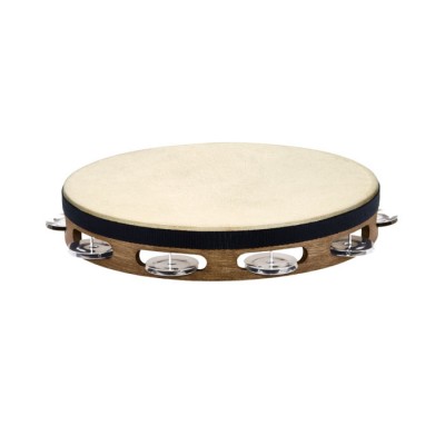 Tambourin Bois Avec Peau Brun Noye