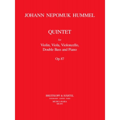 HUMMEL J. N. - KLAVIERQUINTETT ES-DUR OP. 87