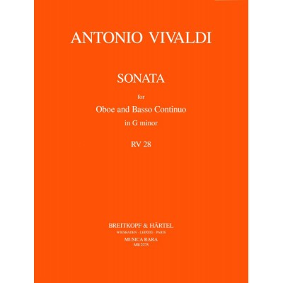 VIVALDI ANTONIO - SONATE G-MOLL RV 28 - OBOE, BASSO CONTINUO.