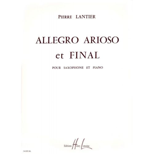 Lier - Allegro,Arioso & Final Sa/Po - Saxophone Et Piano