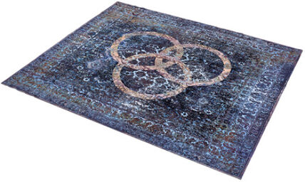 Vintage Drum Rug Blue Bleu
