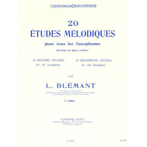 Blemant L. - 20 Etudes Melodiques Pour Saxophone Vol.1