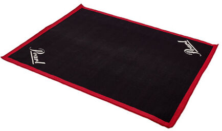 Drum Rug 137x168 Noir avec bordure rouge