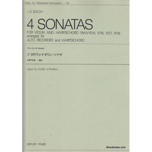 Music Bach Johann Sebastian - 4 Sonatas For Violin And Harpsichord - Flute A Bec Alto