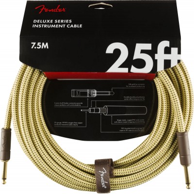 Deluxe Instrument Cable, Straight/Straight, 25', Tweed