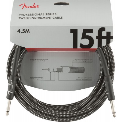 Professional Instrument Cable, 15', Gray Tweed