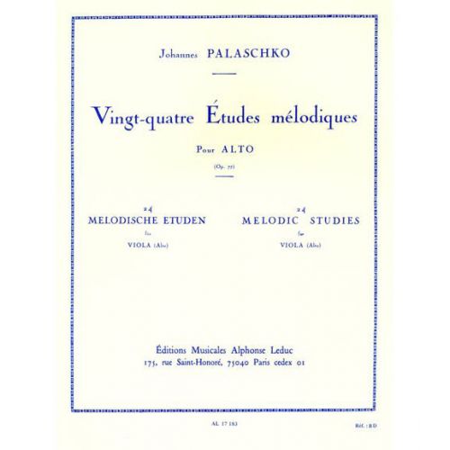 PALASCHKO - 24 ETUDES MELODIQUES - ALTO