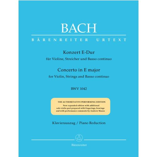 J.S. - Concerto En Mi Majeur Bwv 1042 Pour Violon, Cordes Et Basse Continue - Violon, Piano