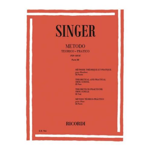 SINGER S. - METODO TEORICO-PRATICO - PARTE III ARPEGGI - HAUTBOIS