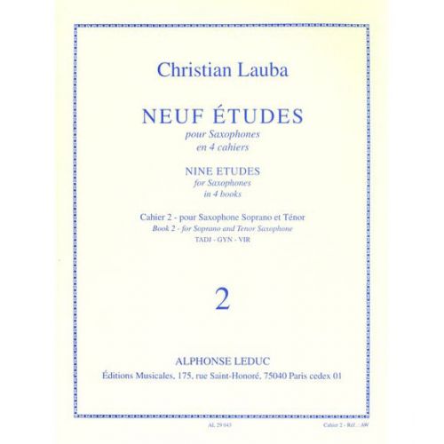 Lauba Christian - Neuf Etudes Pour Saxophone - Cahier 2