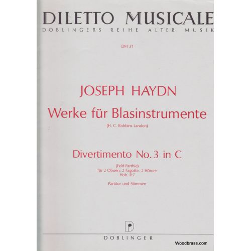 Haydn Joseph - Divertimento N°3 In C Hob.ii:7 - Conducteur & Parties