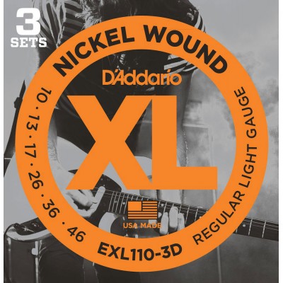 EXL110-3D Nickel Wound Regular Light 10-46 Pack de 3