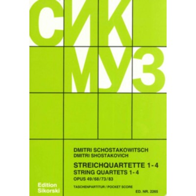Chostakovitch Dimitri - String Quets 1 - 4 Op.49, 68, 73, 83 - Score