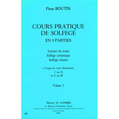 Boutin Pierre - Cours Pratique De Solfege Vol.3