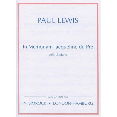 Lewis - In Memoriam Jacqueline Du PRé - Violoncelle et Piano
